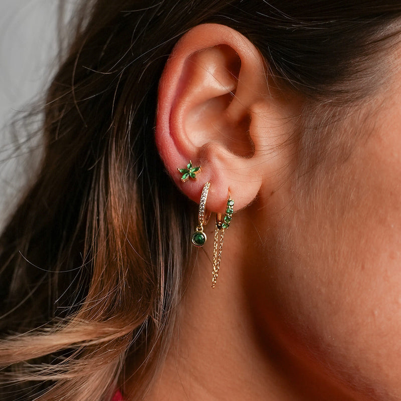 Orecchini Con Catenella Green