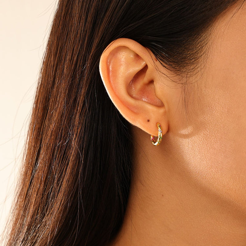 Orecchini Con Zirconi Multicolor A Strisce
