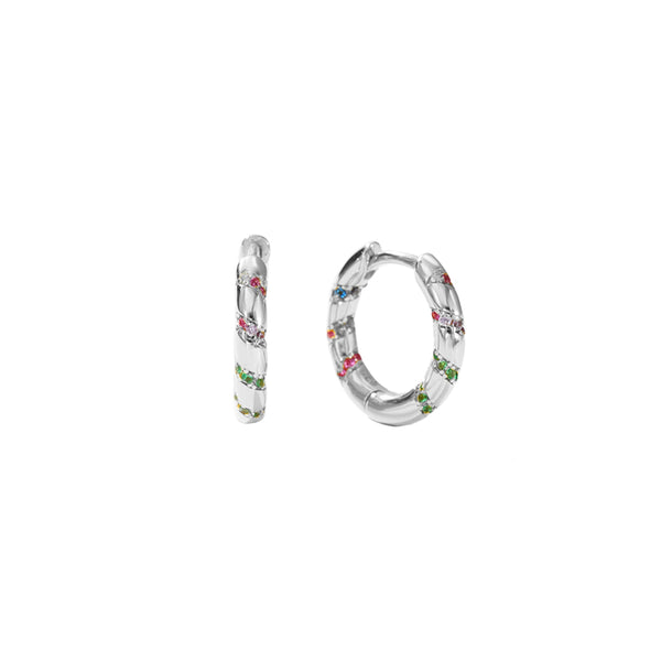 Orecchini Con Zirconi Multicolor A Strisce