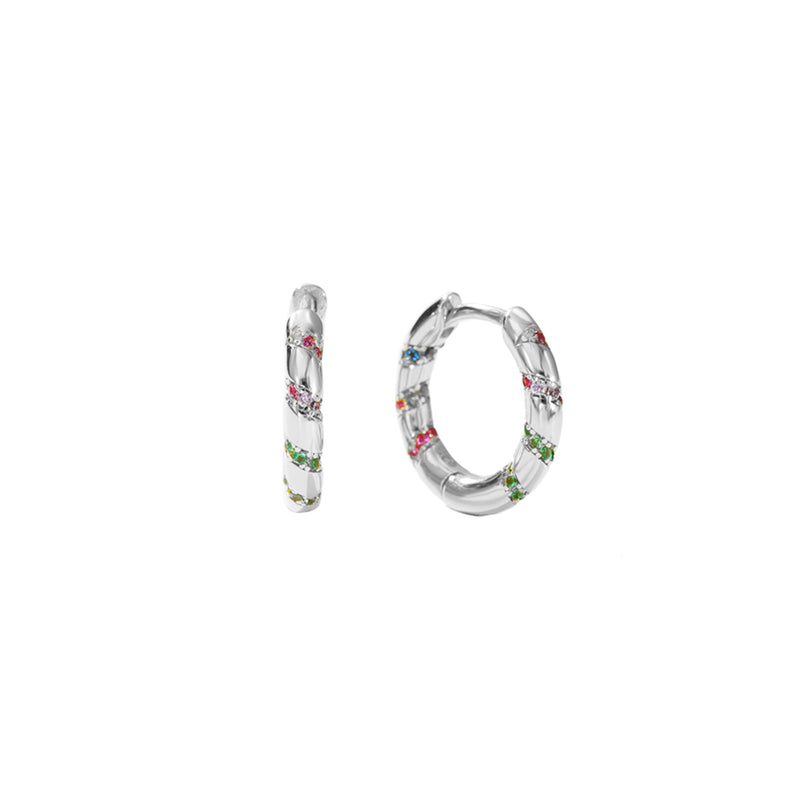 Orecchini Con Zirconi Multicolor A Strisce