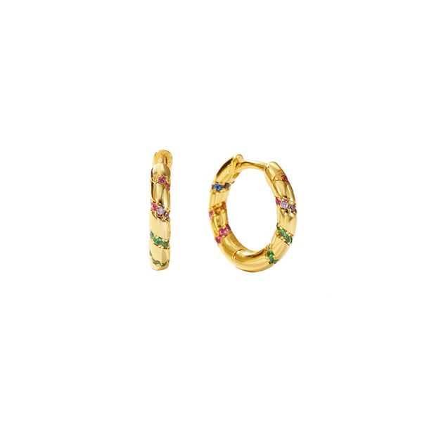 Orecchini Con Zirconi Multicolor A Strisce