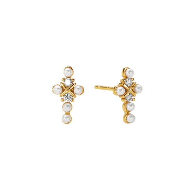 Orecchini Croce Con Perle