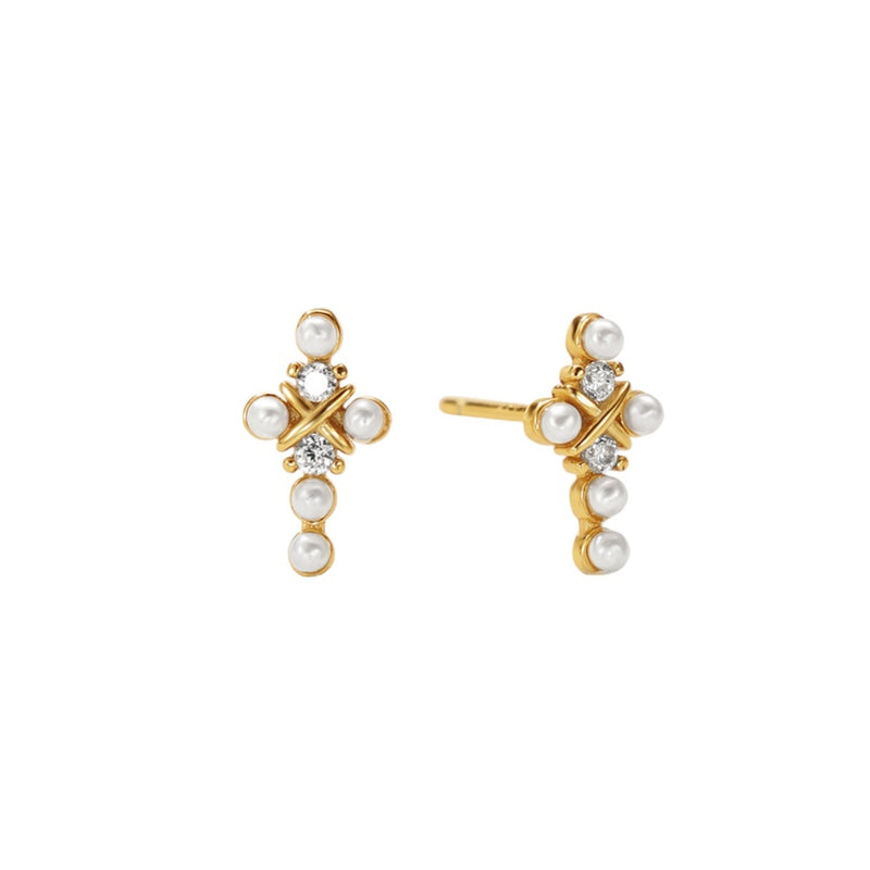 Orecchini Croce Con Perle
