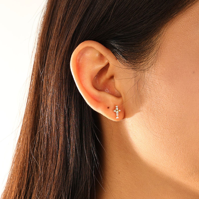 Orecchini Croce Con Perle