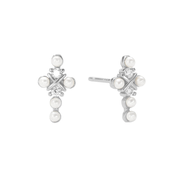 Orecchini Croce Con Perle