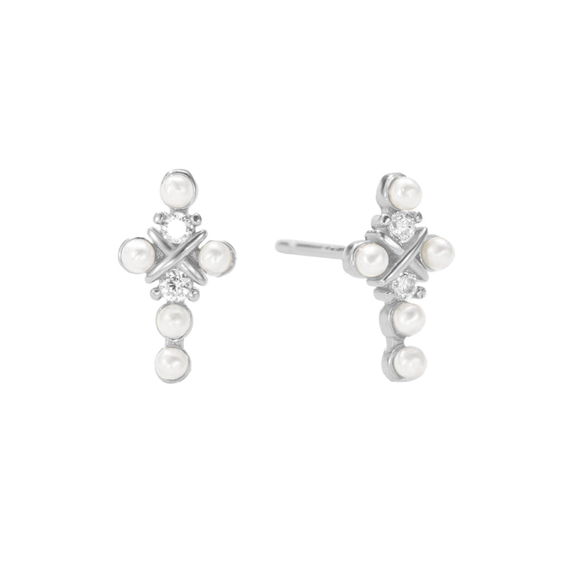 Orecchini Croce Con Perle
