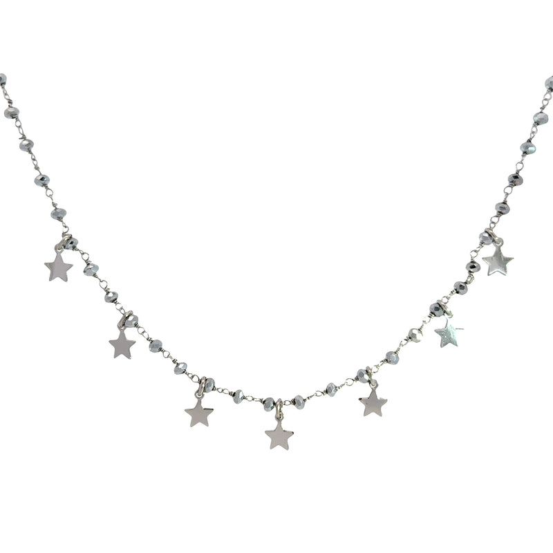 Collana Con Stelline e Perline Grigie